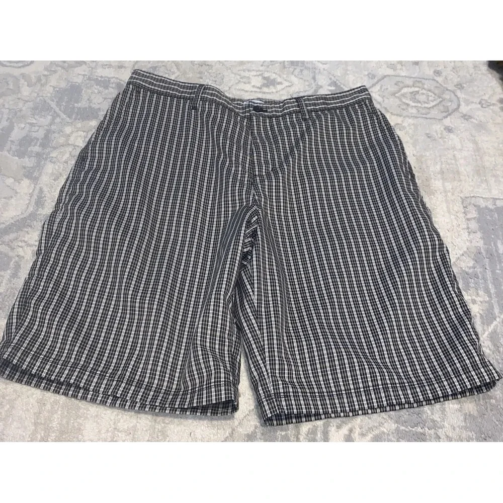 Adidas Golf Shorts Mens Size 34 Brown Black Plaid Flat Front‎ Stretch
